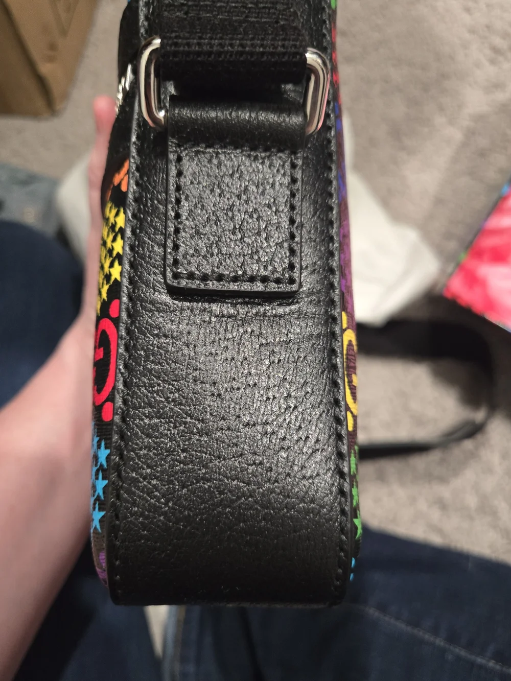 Gucci Multicolor GG Psychedelic Mini Messenger Bag with Black Trim